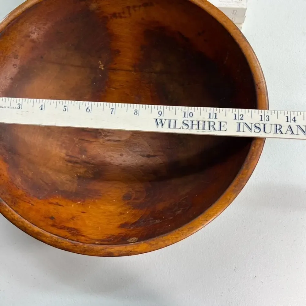Antique Primitive Hand Turned Wood Dough Bowl 13